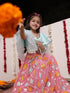 Girl's' Aqua And Pink Georgette Lehenga Set